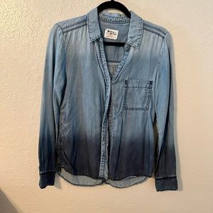Anthropologie Holding Horses Denim Ombré Button Down Shirt Size 6